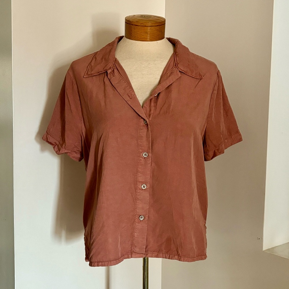 Dex Rose Pink Button Front Blouse